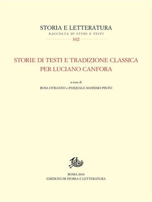 cover image of Storie di testi e tradizione classica per Luciano Canfora